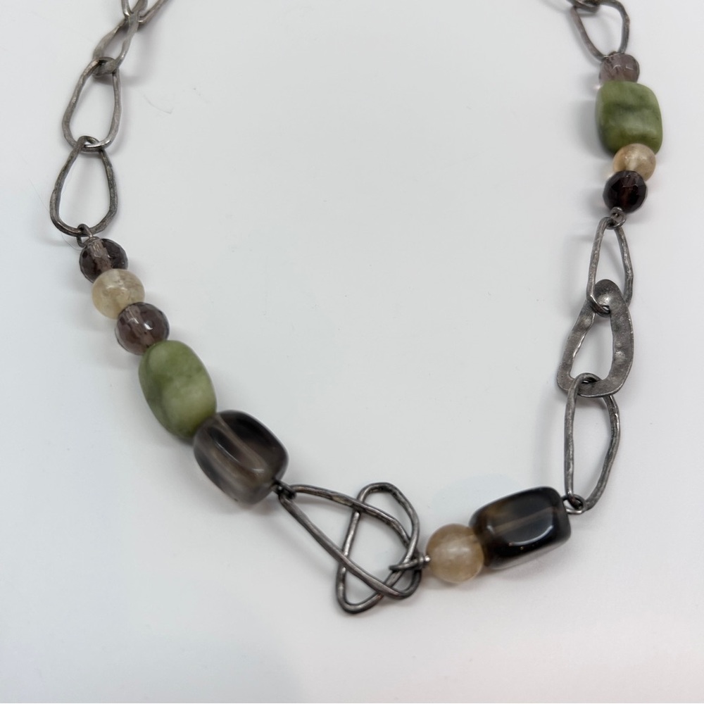 Silpada Designs Sterling Silver Hammered Link Jade Necklace View 3